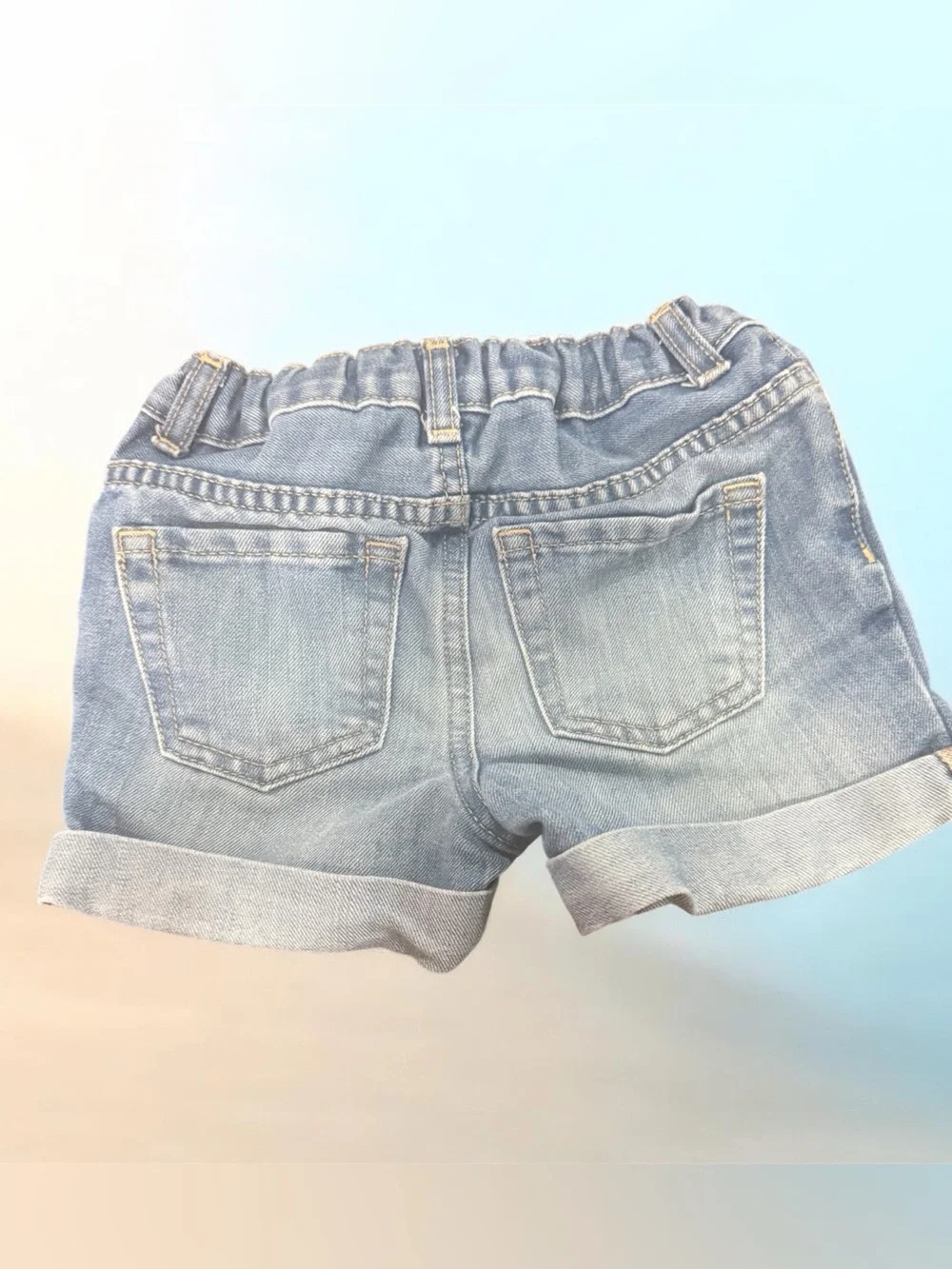 The Children's Place Girls' Blue Denim Shorts with Pink Logo